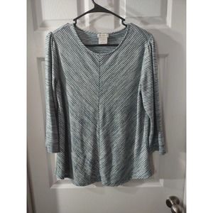 Van Heusen Top Size M Pale Green & White Stripes Stretch Extensible Comfort